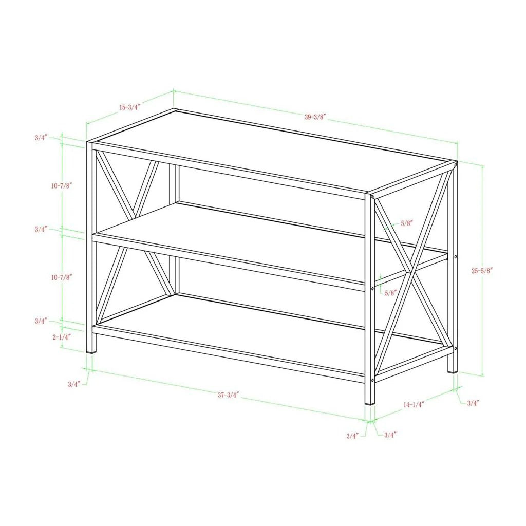 Carbon X-Frame Bookcase Console Organizer Rack Table